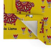 Dala Llama, large scale, colorful yellow red light blue black white