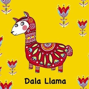 Dala Llama, large scale, colorful yellow red light blue black white