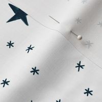 Navy Blue Christmas Stars on White