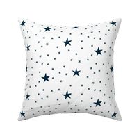 Navy Blue Christmas Stars on White