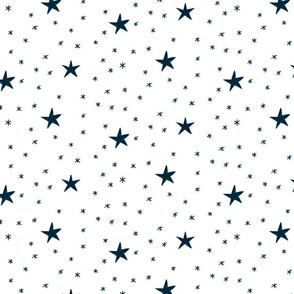 Navy Blue Christmas Stars on White
