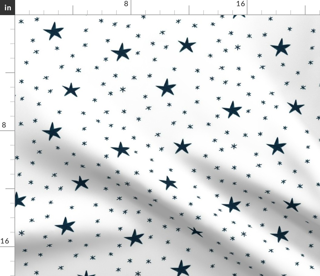 Navy Blue Christmas Stars on White