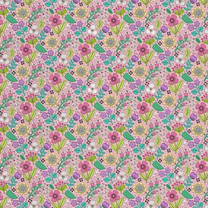 Garden Florals on Pink Tiny Small