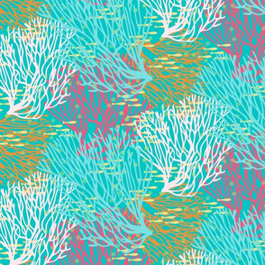 Colorful Coral on Teal Blue #2