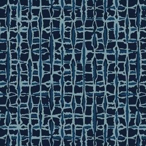 Hand Drawn Check Pattern Indigo Blue Grunge Grid