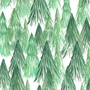 Watercolor Pine Tree Forest