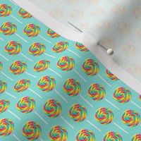 (micro scale) whirly pops -  multi on blue - lollipop fabric C18BS 