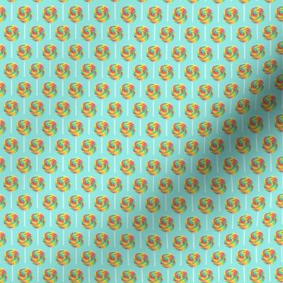 (micro scale) whirly pops -  multi on blue - lollipop fabric C18BS 