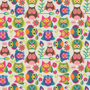 owls and flowers