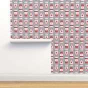 Coffee cups - hearts - valentines day - stacked on grey