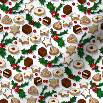 Traditional Christmas Cookies with Holly Berries extra small print
