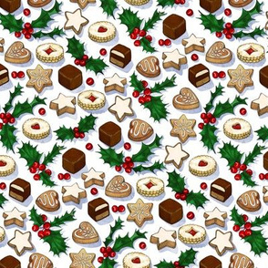 Traditional Christmas Cookies with Holly Berries extra small print