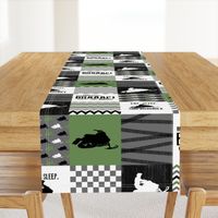 Eat Sleep Snowmobile//Green - Wholecloth Cheater Quilt