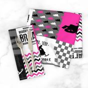 Eat Sleep Snowmobile//Hot Pink - Wholecloth Cheater Quilt