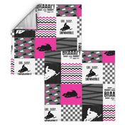 Eat Sleep Snowmobile//Hot Pink - Wholecloth Cheater Quilt