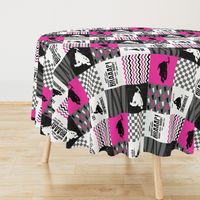 Eat Sleep Snowmobile//Hot Pink - Wholecloth Cheater Quilt - Rotated