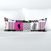 Eat Sleep Snowmobile//Hot Pink - Wholecloth Cheater Quilt - Rotated