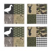 Ducks & Trucks//Green, Black, & Tan - Wholecloth Cheater Quilt