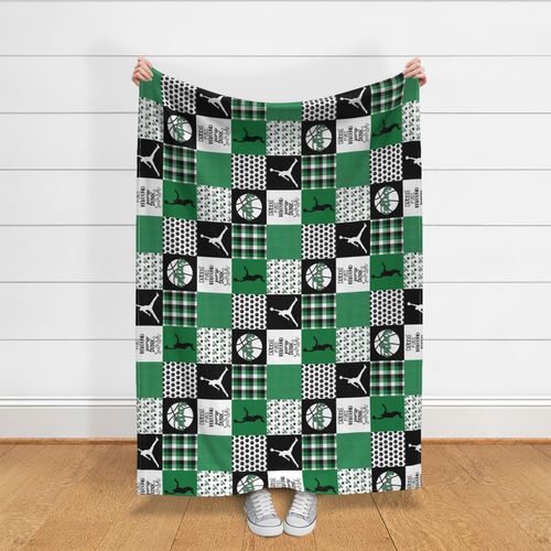 Basketball//Celtics - Wholecloth Cheater Quilt - Rotated