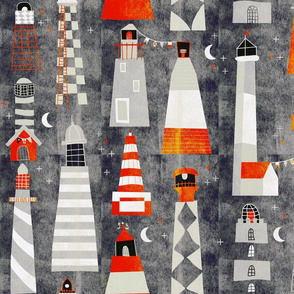 scandi lighthouses noir - large