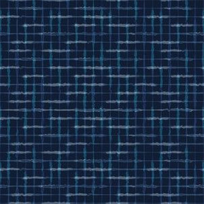 Hand Drawn Check Pattern Indigo Blue Grunge Grid