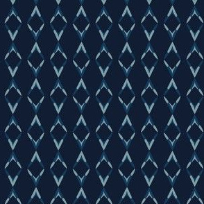 Indigo Blue Diamond Stripes Drawn Batik Dye