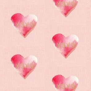 2.5" XOXO Red Watercolor Hearts // Blush Linen