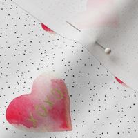 2.5" XOXO Red Watercolor Hearts // Black Dots
