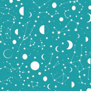 Teal Constellations and Moons