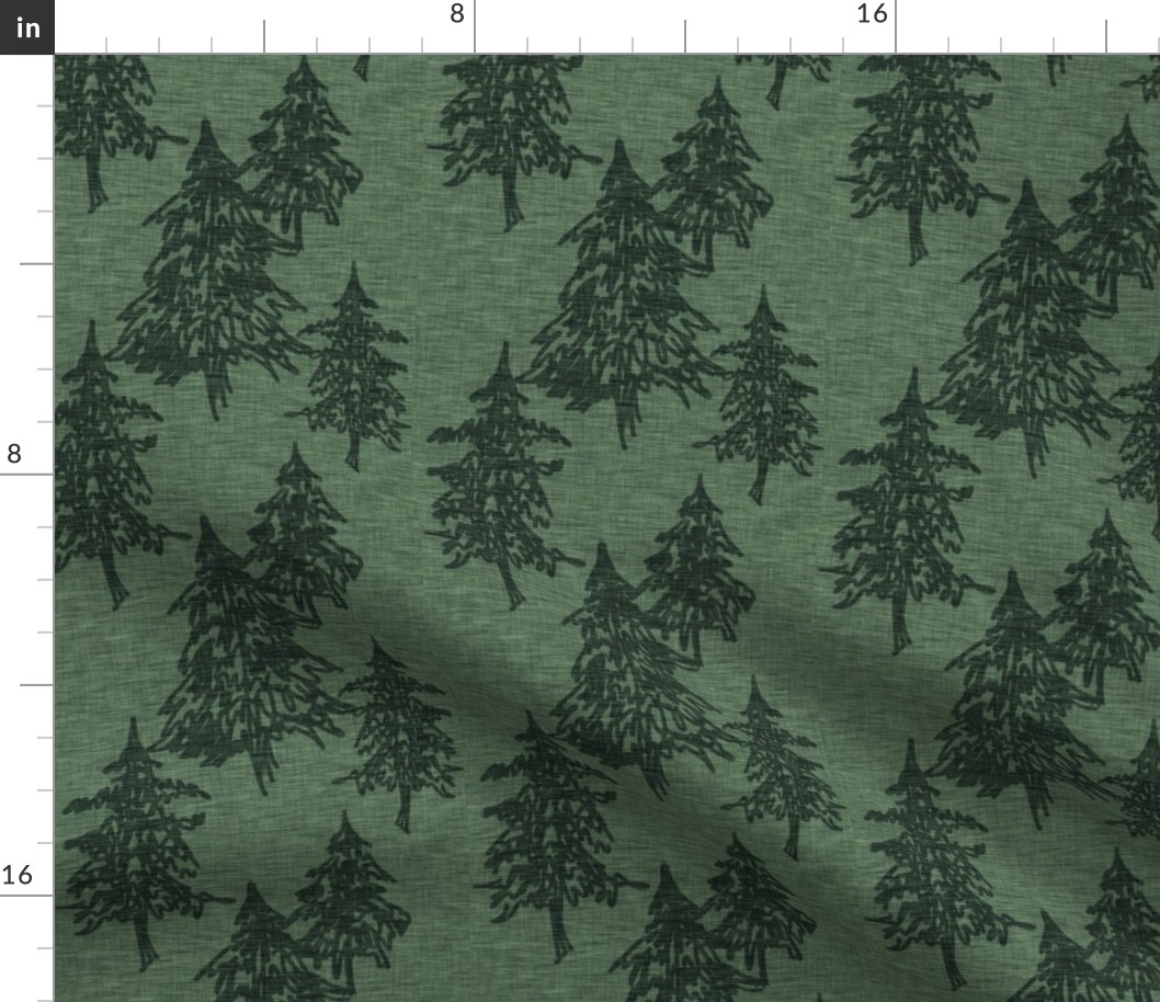 Evergreen Trees - Northwoods green linen