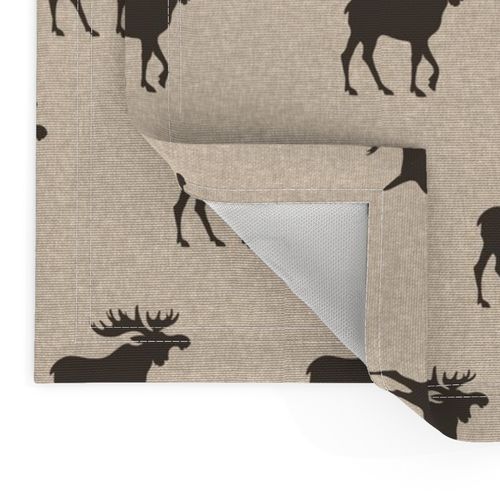 3” Moose- Dark brown on tan linen