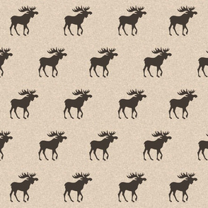 3” Moose- Dark brown on tan linen