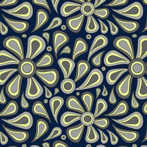 Navy Gray Paisley 