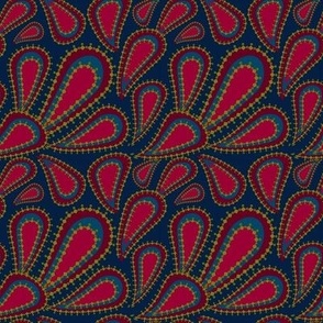 Pear Red & Navy Paisley