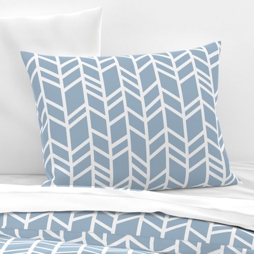 Big crazy Herringbone - steel blue and white