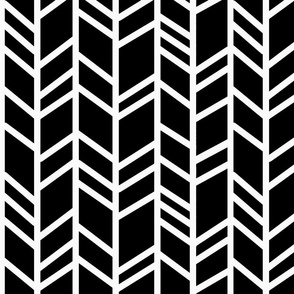 crazy Herringbone - white On black