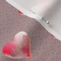 2.5" XOXO Pink Watercolor Hearts // Turkish Rose