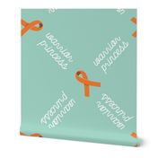 Warrior Princess - orange Awareness Ribbon on aqua