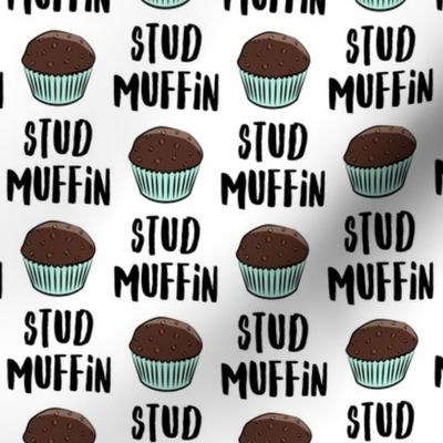 Stud muffin - valentines day - chocolate muffins on white