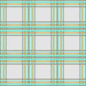 Miniature  Aqua Gray and Amber plaid on silver