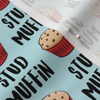 Stud muffin - valentines day - muffins on blue