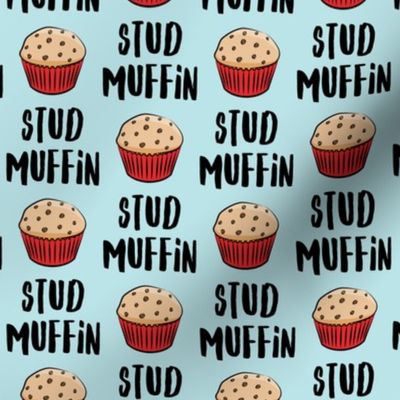 Stud muffin - valentines day - muffins on blue