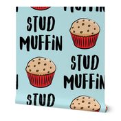 Stud muffin - valentines day - muffins on blue