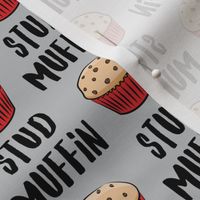 Stud muffin - valentines day - muffins on grey