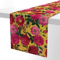 Nostalgic Enchanting Pink And Burgundy Pierre-Joseph Redouté Roses,Antique Flowers Bouquets, vintage home decor,  English Roses Fabric yellow 