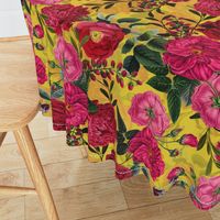 Nostalgic Enchanting Pink And Burgundy Pierre-Joseph Redouté Roses,Antique Flowers Bouquets, vintage home decor,  English Roses Fabric yellow 