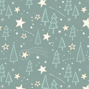 Holy Night with Trees and Stars / Teal