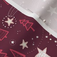 Holy Night with Trees and Stars / Burgundy