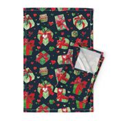 lovely wrapped aquarel christmas presents | red and green