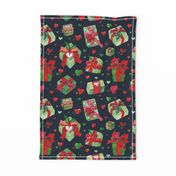 lovely wrapped aquarel christmas presents | red and green